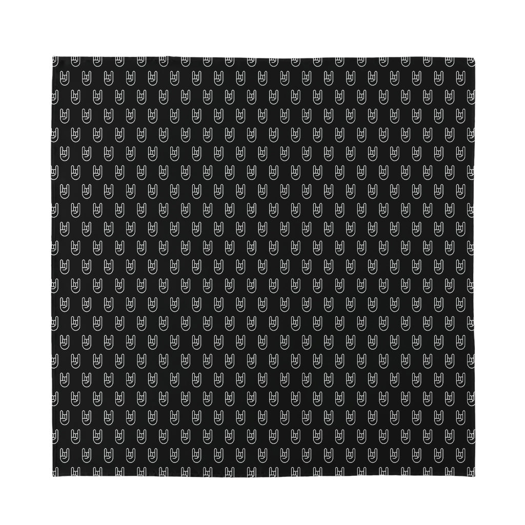 Rock And Roll Hand Symbol Pattern Print Silk Bandana