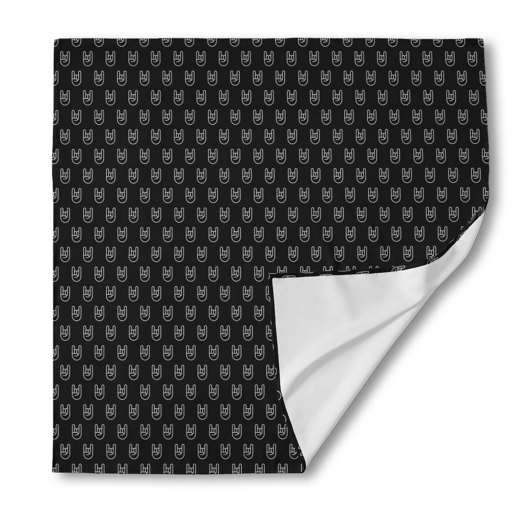 Rock And Roll Hand Symbol Pattern Print Silk Bandana