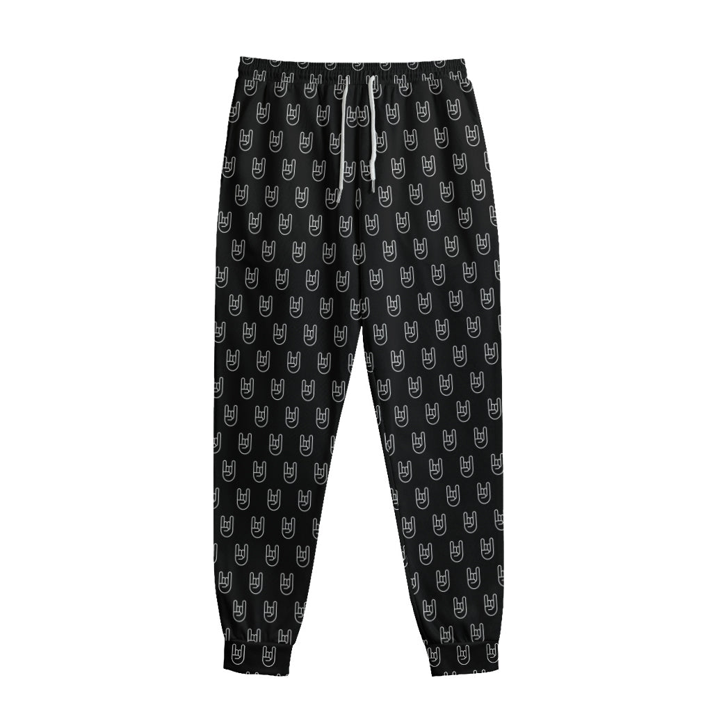 Rock And Roll Hand Symbol Pattern Print Sweatpants