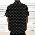 Rock And Roll Hand Symbol Pattern Print Textured Short Sleeve Shirt