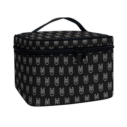 Rock And Roll Hand Symbol Pattern Print Travel Makeup Bag