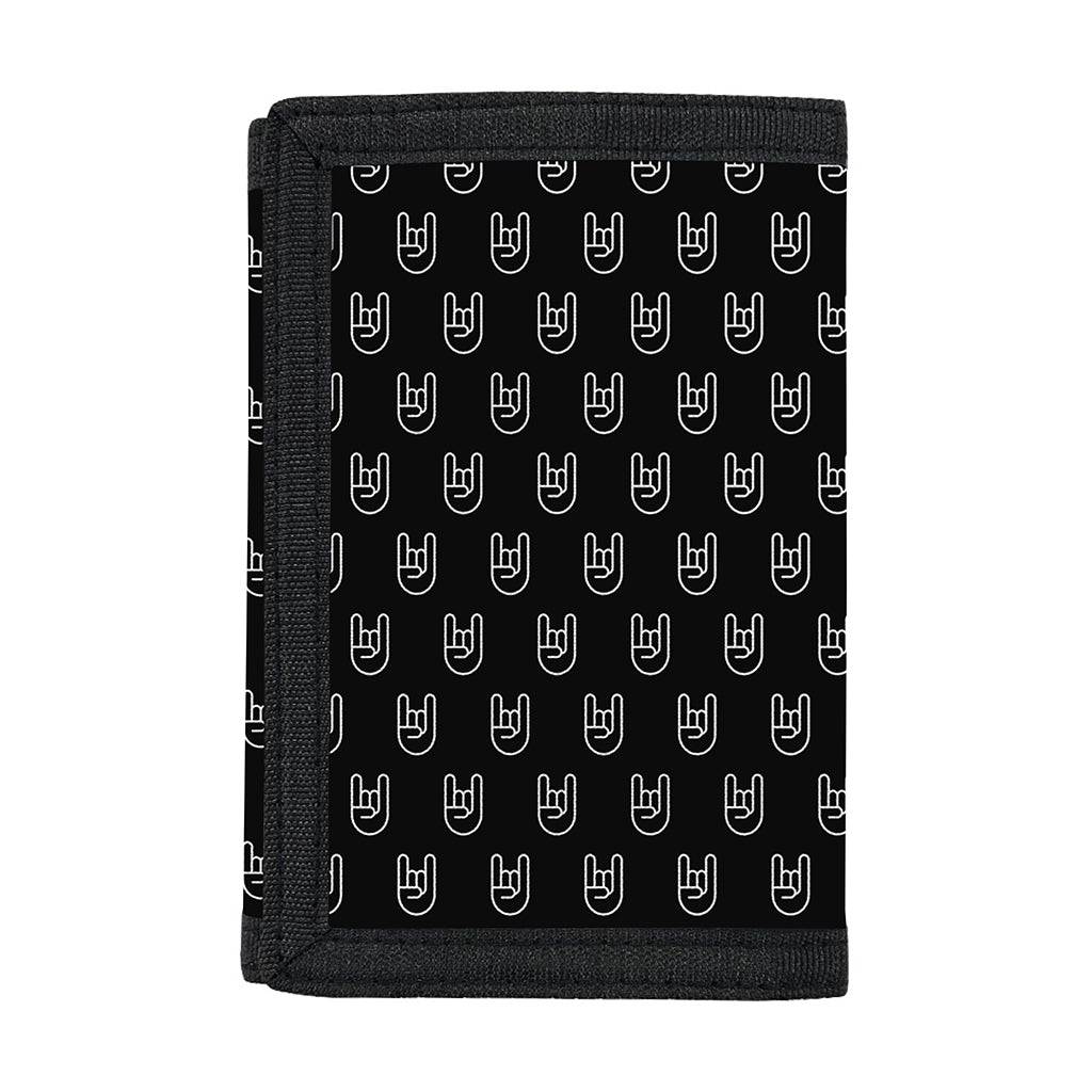 Rock And Roll Hand Symbol Pattern Print Trifold Wallet