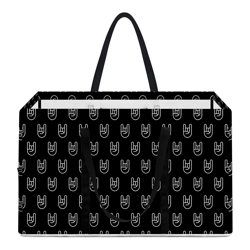 Rock And Roll Hand Symbol Pattern Print Utility Tote Bag