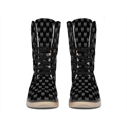 Rock And Roll Hand Symbol Pattern Print Winter Boots