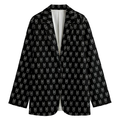 Rock And Roll Hand Symbol Pattern Print Women's Blazer