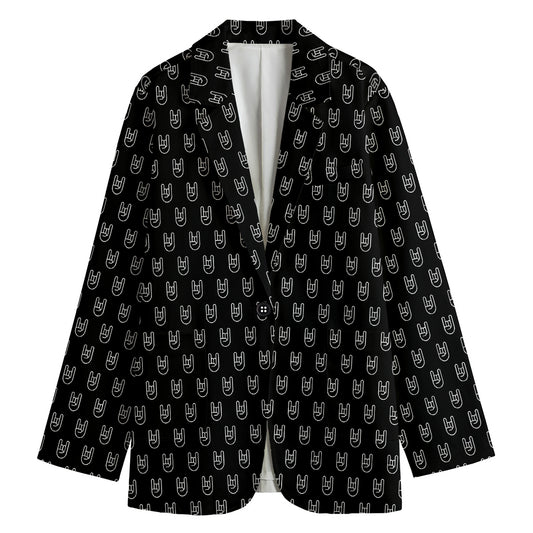 Rock And Roll Hand Symbol Pattern Print Women's Blazer