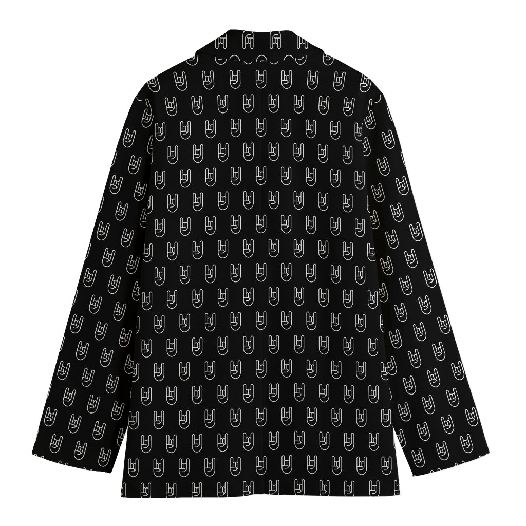 Rock And Roll Hand Symbol Pattern Print Women's Blazer