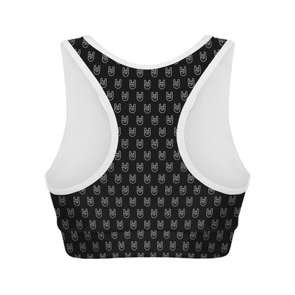Rock And Roll Hand Symbol Pattern Print Women's Sports Bra