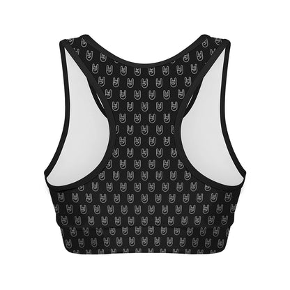 Rock And Roll Hand Symbol Pattern Print Women's Sports Bra