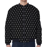 Rock And Roll Hand Symbol Pattern Print Zip Sleeve Bomber Jacket