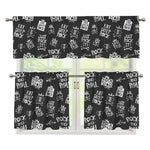 Rock And Roll Music Pattern Print 3 Piece Kitchen Curtains