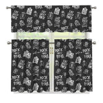 Rock And Roll Music Pattern Print 3 Piece Kitchen Curtains