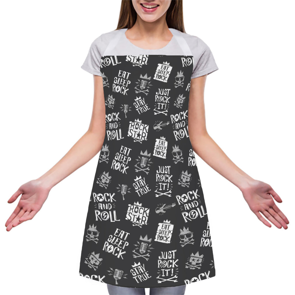 Rock And Roll Music Pattern Print Adjustable Apron