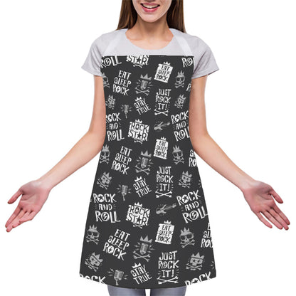 Rock And Roll Music Pattern Print Adjustable Apron