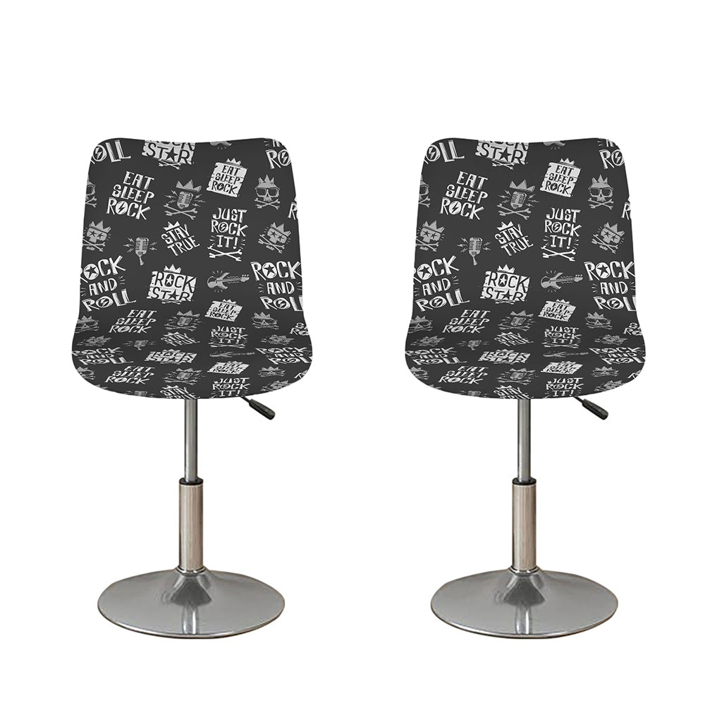 Rock And Roll Music Pattern Print Bar Stool Covers