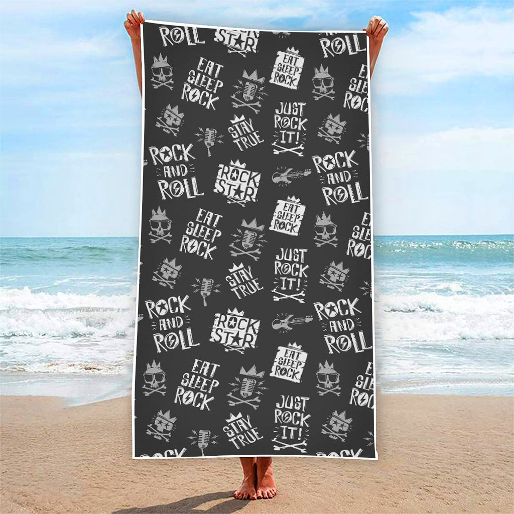 Rock And Roll Music Pattern Print Beach Towel