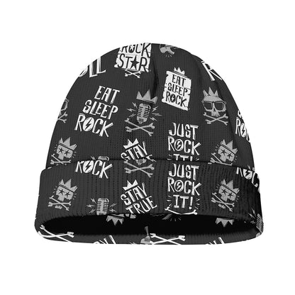 Rock And Roll Music Pattern Print Beanie