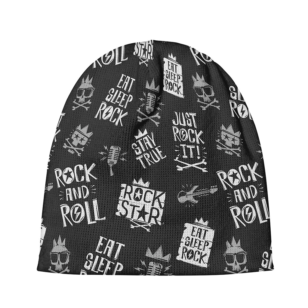 Rock And Roll Music Pattern Print Beanie