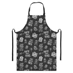 Rock And Roll Music Pattern Print Bib Apron With Pocket