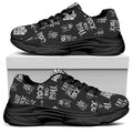 Rock And Roll Music Pattern Print Black Chunky Shoes