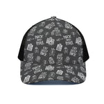 Rock And Roll Music Pattern Print Black Mesh Trucker Cap