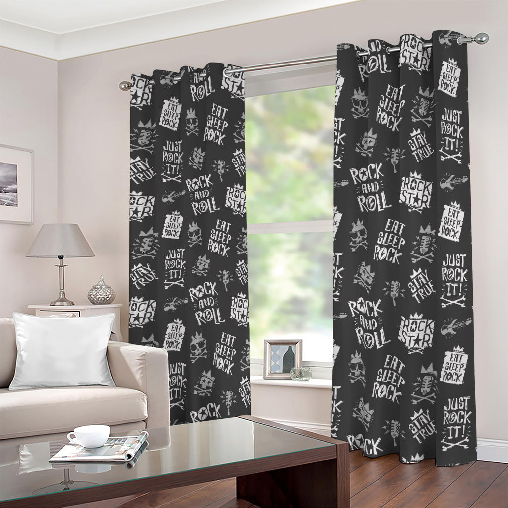 Rock And Roll Music Pattern Print Blackout Grommet Curtains