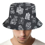 Rock And Roll Music Pattern Print Bucket Hat