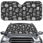 Rock And Roll Music Pattern Print Car Windshield Sun Shade