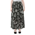 Rock And Roll Music Pattern Print Chiffon Maxi Skirt