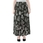 Rock And Roll Music Pattern Print Chiffon Maxi Skirt