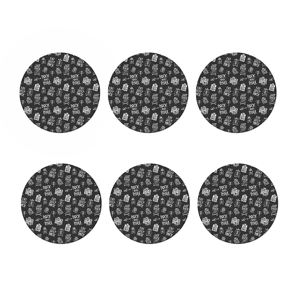 Rock And Roll Music Pattern Print Coaster Set