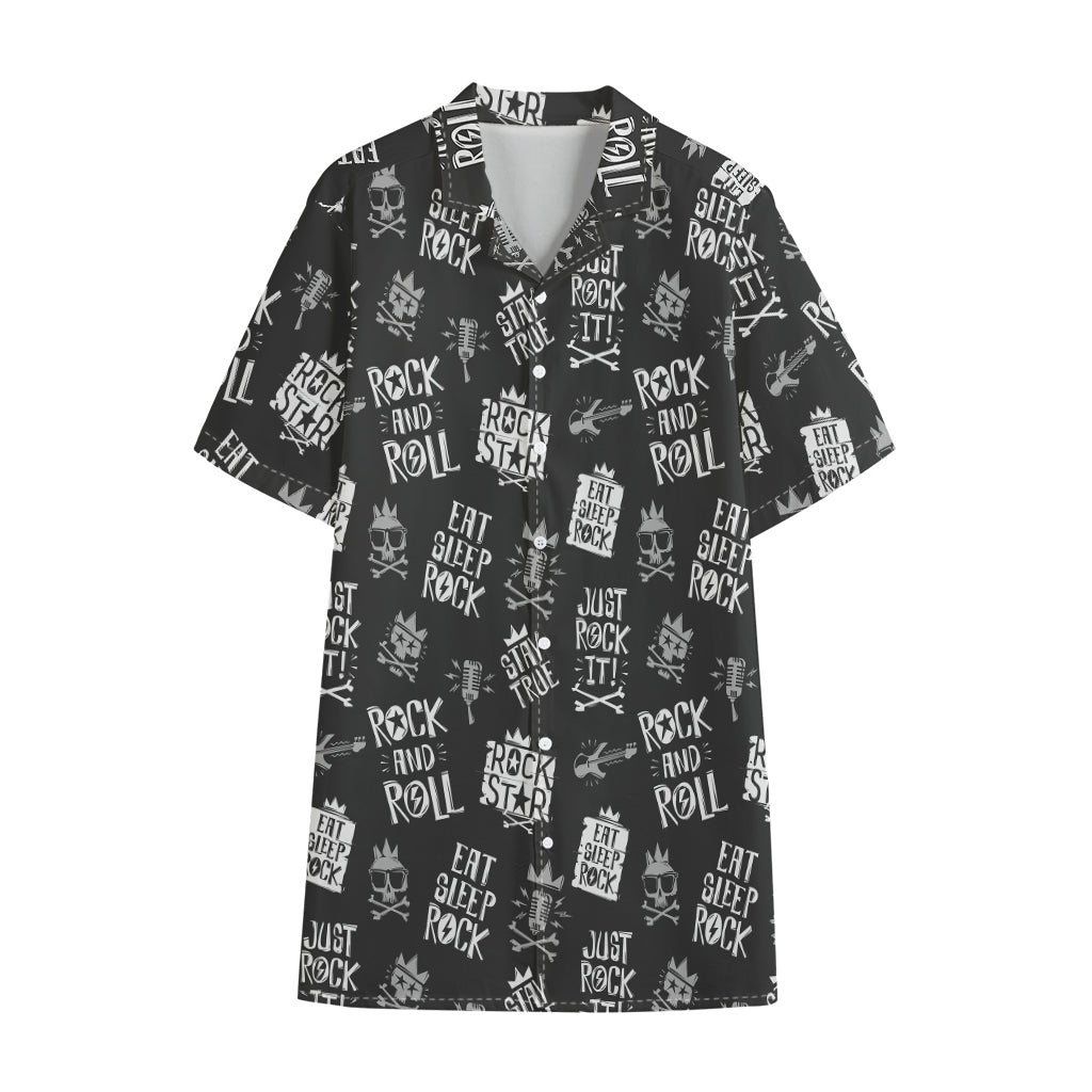 Rock And Roll Music Pattern Print Cotton Hawaiian Shirt