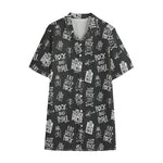 Rock And Roll Music Pattern Print Cotton Hawaiian Shirt
