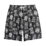 Rock And Roll Music Pattern Print Cotton Shorts