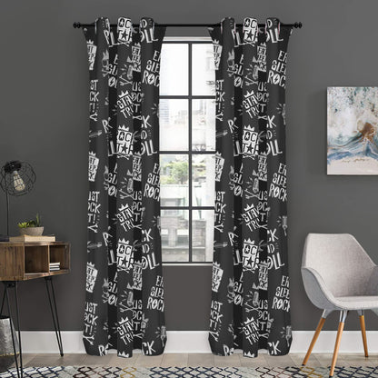 Rock And Roll Music Pattern Print Curtain