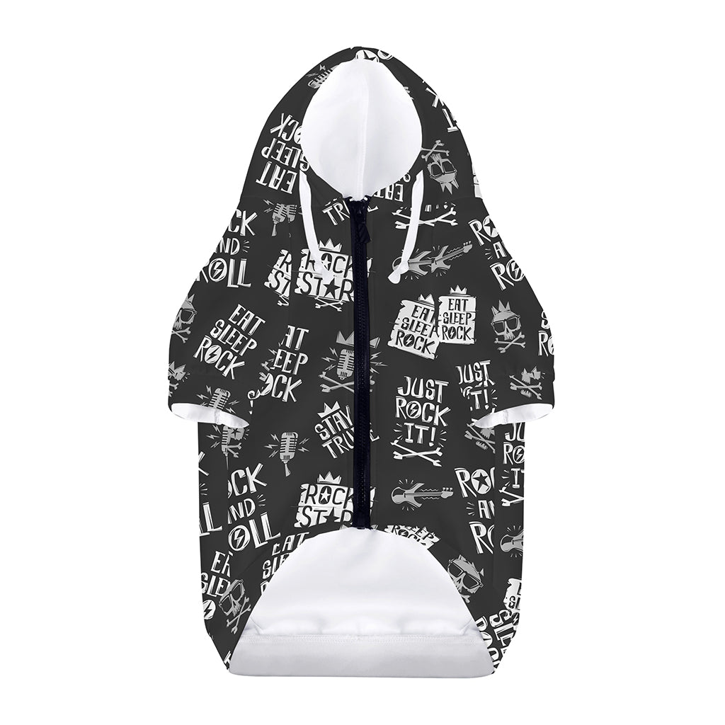 Rock And Roll Music Pattern Print Dog Zip Up Hoodie