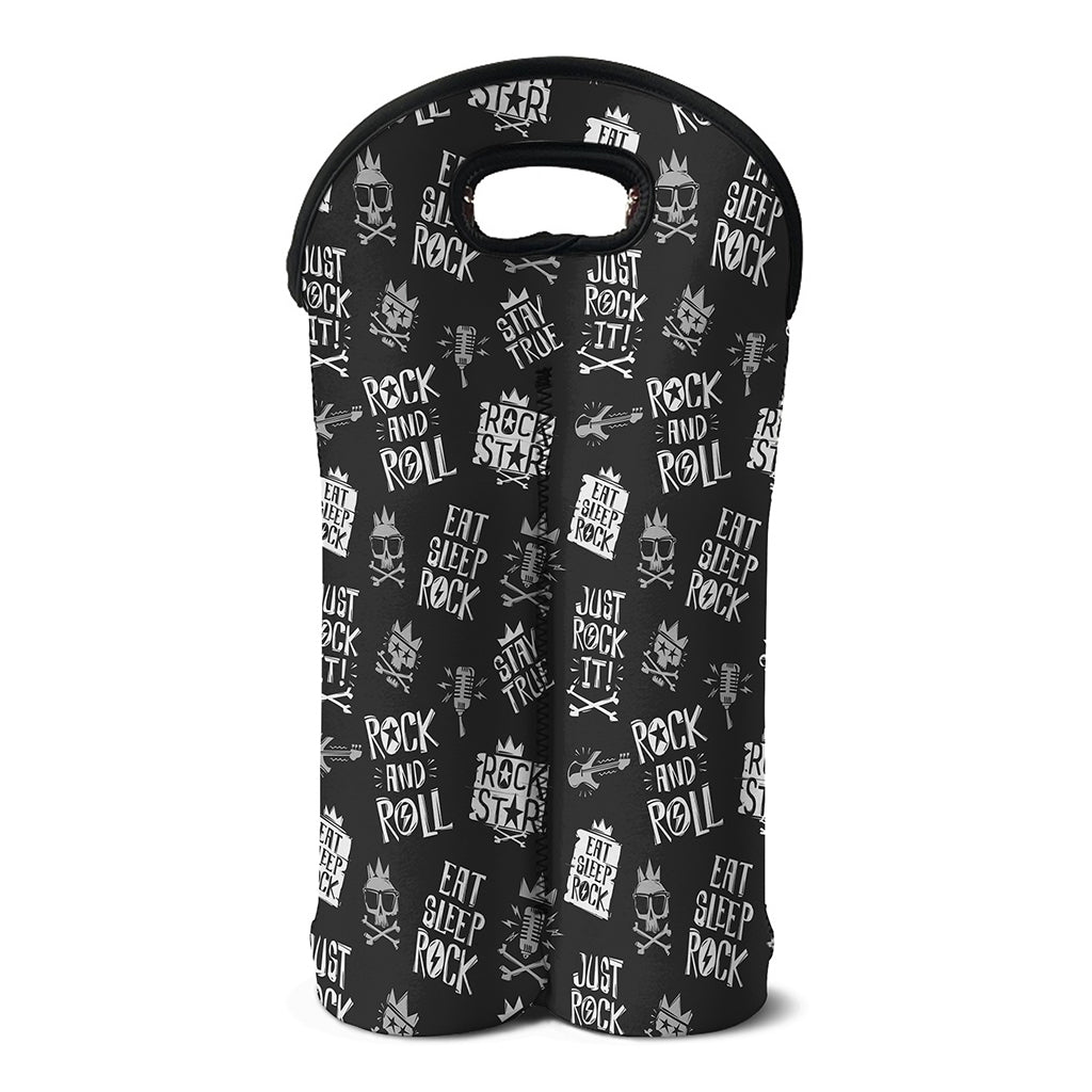 Rock And Roll Music Pattern Print Double Neoprene Wine Tote