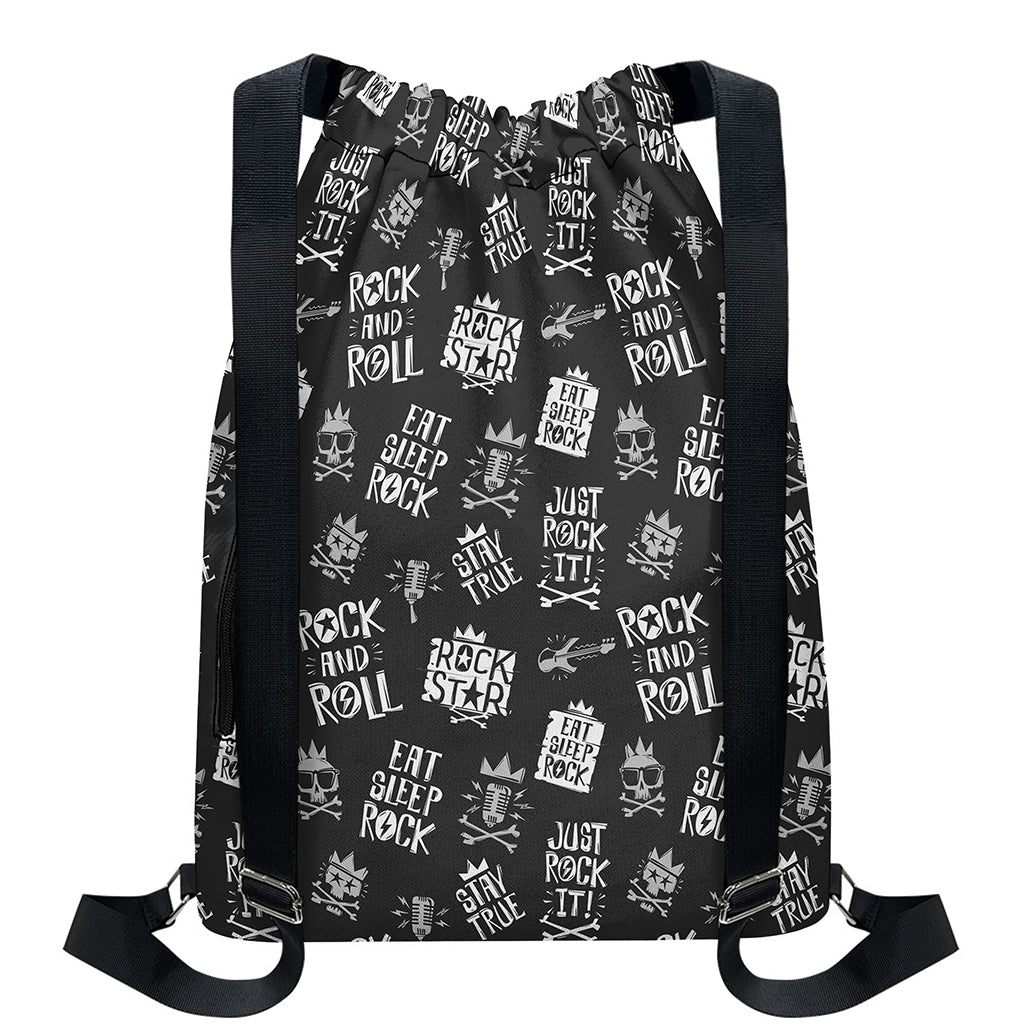 Rock And Roll Music Pattern Print Drawstring Backpack