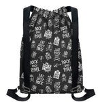 Rock And Roll Music Pattern Print Drawstring Backpack