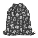Rock And Roll Music Pattern Print Drawstring Bag