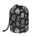 Rock And Roll Music Pattern Print Drawstring Makeup Bag