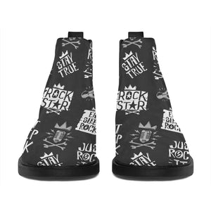 Rock And Roll Music Pattern Print Flat Ankle Boots