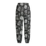Rock And Roll Music Pattern Print Fleece Lined Knit Pants