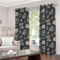 Rock And Roll Music Pattern Print Grommet Curtains