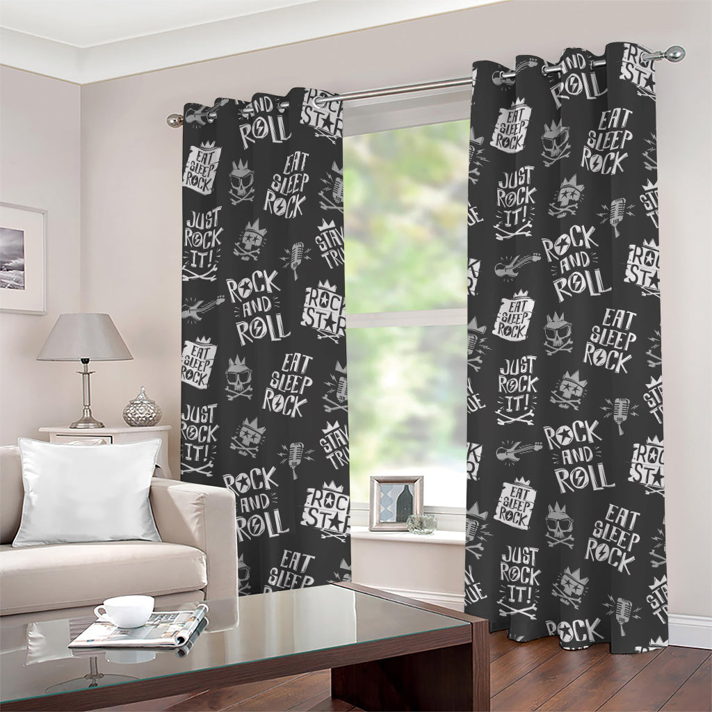 Rock And Roll Music Pattern Print Grommet Curtains