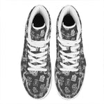 Rock And Roll Music Pattern Print High Top Leather Sneakers