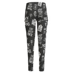 Rock And Roll Music Pattern Print High-Waisted Pocket Leggings
