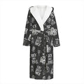 Rock And Roll Music Pattern Print Hooded Bathrobe