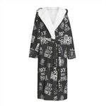 Rock And Roll Music Pattern Print Hooded Bathrobe