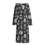 Rock And Roll Music Pattern Print Hooded Bathrobe